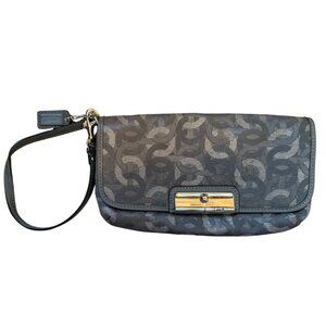 Coach Gray Signature Jacquard Wristlet / Clutch
